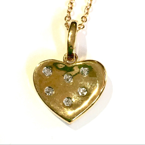Heart Diamonds Gold filled Heart Necklace - Picture 1 of 6